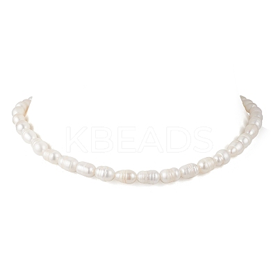 Natural Cultured Freshwater Pearl Rice Beaded Necklaces for Women NJEW-JN05337-01-1