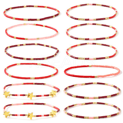 12Pcs Christmas Glass Seed Bead Stretch Bracelet Set ZO6526-6-1