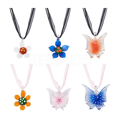 DIY Flower and Butterfly Necklace Making Kit DIY-KS0001-34-1