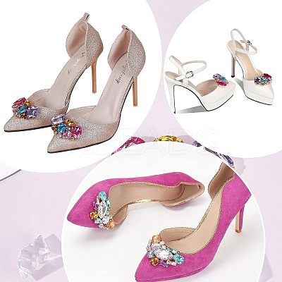 2Pcs Detachable Glass Rhinestone Shoe Decoration AJEW-FG0002-04-1