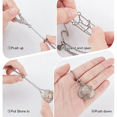 2Pcs 304 Stainless Steel Macrame Pouch Necklace Making for Gemstone Nuggets NJEW-BBC0001-27A-1