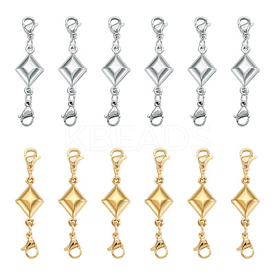 16Pcs 2 Style 304 Stainless Steel Lobster Claw Clasps PALLOY-TAC0264-1