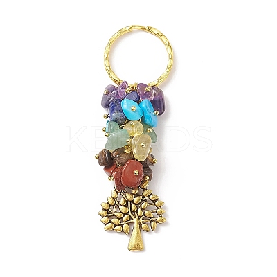 Chakra Natural Gemstone Chip Pendant Keychain KEYC-JKC00414-01-1