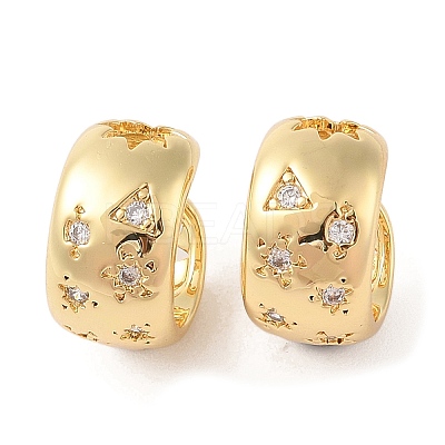 Rack Plating Brass Micro Pave Clear Cubic Zirconia Cuff Earring for Women EJEW-G394-36G-1