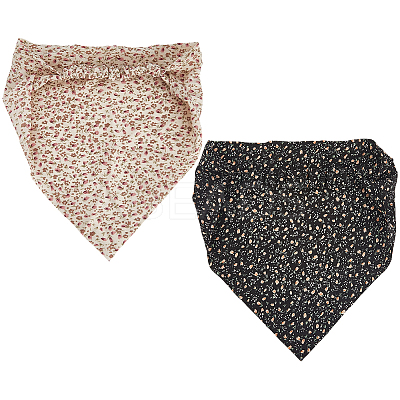 2Pcs 2 Colors Cloth Flower Printed Elastic Headbands for Girls OHAR-CY0001-16-1