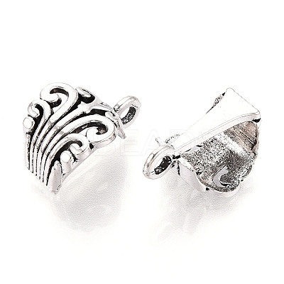 Flower Tibetan Style Alloy Tube Bails TIBE-Q046-04AS-LF-1