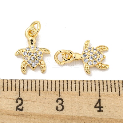 Brass Micro Pave Clear Cubic Zirconia Charms KK-Z044-14A-1