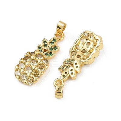 Brass Micro Pave Cubic Zirconia Pendants KK-C093-27B-G-1