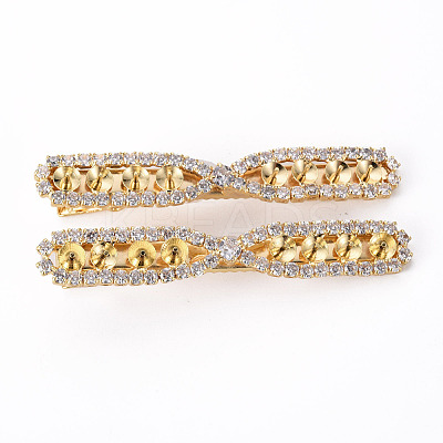 Brass Micro Pave Clear Cubic Zirconia Alligator Hair Clip Findings MAK-T008-01G-NF-1
