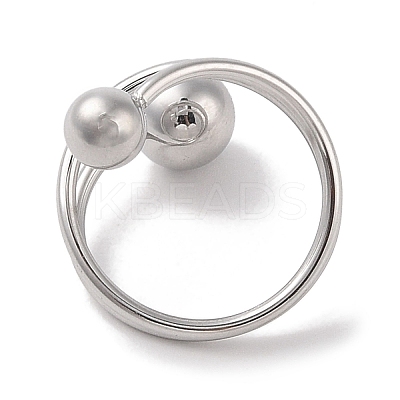 Non-Tarnish 304 Stainless Steel Wire Wrap Spiral Cuff Rings for Women RJEW-G315-08A-P-1