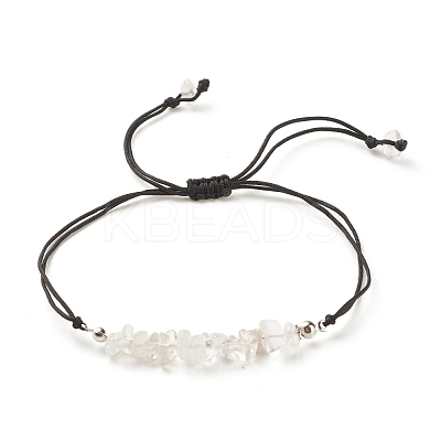 Natural Quartz Crystal Chips Braided Bead Bracelet BJEW-JB08019-06-1