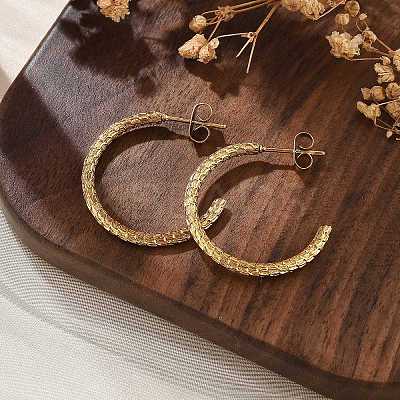 304 Stainless Steel Twist C-Shaped Stud Earrings EJEW-R017-03G-02-1