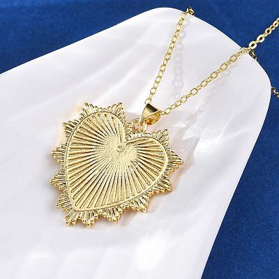 Brass Micro Pave Clear Cubic Zirconia Heart Pendant Necklaces for Women LS-NJEW-S438-07B-G-1