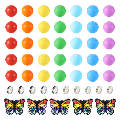 DIY Round/Butterfly Silicone & Brass Rhinestone Beads Findings Kits DIY-TA0011-59-1