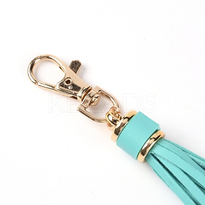Imitation Leather with Light Gold Alloy Clasps Tassel Big Pendants Decorations AJEW-WH0223-28A-01-1