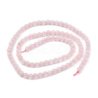Natural Rose Quartz Round Beads Strands G-P072-05-4mm-1