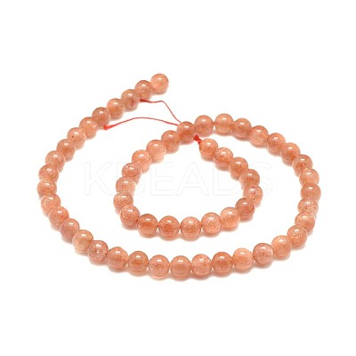 Natural Sunstone Beads Strands G-F674-09-7mm-1