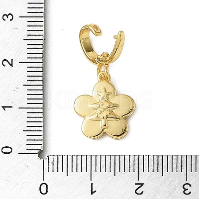 Christmas Brass Rhinestone Flower Pendant Decorations KK-H498-01G-10-1
