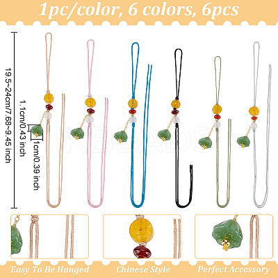 6Pcs 6 Colors Cell Phone Strap Imitation Jade Lotus Seed Pod Pendant HJEW-OC0001-28-1