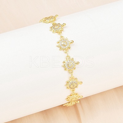 Brass Micro Pave Clear Cubic Zirconia Link Chain Bracelets for Women BJEW-A090-11B-G-1