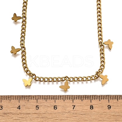 304 Stainless Steel Twisted Chain Necklaces with Butterfly Charm Tassel NJEW-R023-06G-1