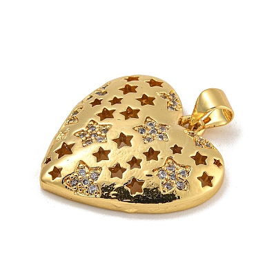 Rack Plating Brass Micro Pave Cubic Zirconia Pendants KK-C074-68G-1