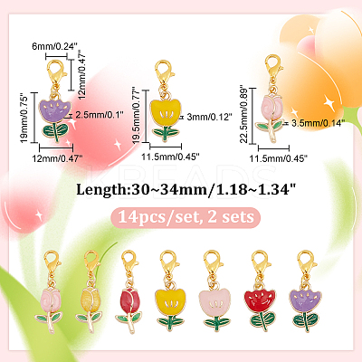 Tulip Alloy Enamel Pendant Stitch Markers HJEW-AB00434-1