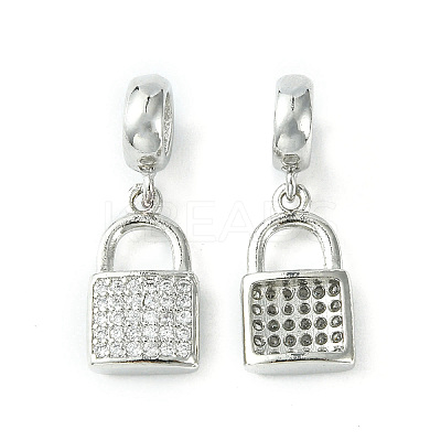 Rack Plating Brass Micro Pave Cubic Zirconia European Dangle Charms KK-K330-47P-1