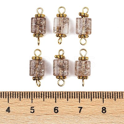 10Pcs Crackle Glass Cube Connector Charms PALLOY-JF03962-1