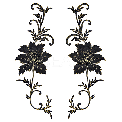 Peony Polyester Embroidery Ornament Accessories PATC-WH0008-04A-1