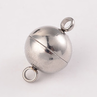 Tarnish Resistant Round 304 Stainless Steel Magnetic Clasps with Loops LS-STAS-N014-01-12mm-1