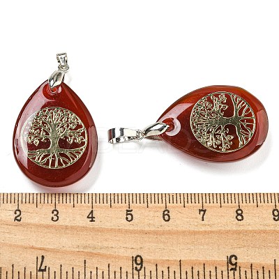 Natural Carnelian(Dyed & Heated) Teardrop Pendants G-Q175-01B-1