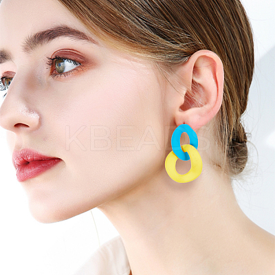 8 Pairs 8 Colors Acrylic Twist Oval Dangle Stud Earrings for Woman EJEW-AN0004-07-1