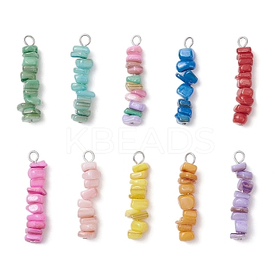 10Pcs 10 Colors Dyed Natural Freshwater Shell Nuggets Beaded Pendants PALLOY-JF04517-02-1