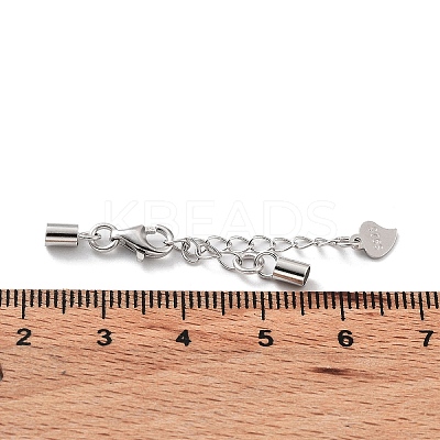 Anti-Tarnish Rhodium Plated 925 Sterling Silver Curb Chain Extender STER-G039-03D-P-1