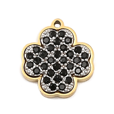 304 Stainless Steel Micro Pave Cubic Zirconia Charms STAS-I356-04G-07-1