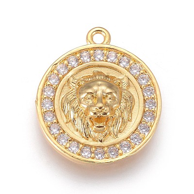 Brass Micro Pave Cubic Zirconia Pendants KK-F809-08G-1