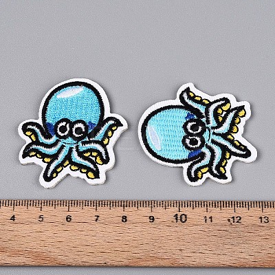 Octopus Rayon & Cloth Computerized Embroidery Cloth Iron on Sew on Patches DIY-N007-05-1