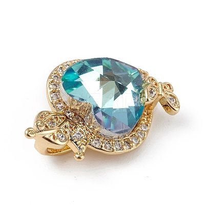 Real 18K Gold Plated Rack Plating Brass Micro Pave Clear Cubic Zirconia Pendants KK-C015-27G-08-1