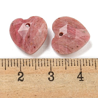 Natural Rhodonite Faceted Heart Charms G-G123-01J-1