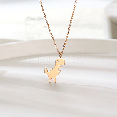 Cute 304 Stainless Steel Pixel Dinosaur Pendant for Women's Daily Wear EK2833-3-1