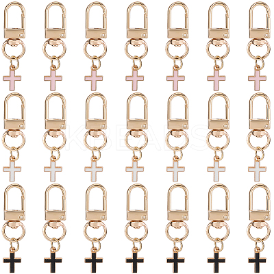 21Pcs 3 Colors Cross Alloy Enamel Pendant Decoration HJEW-CP00002-1