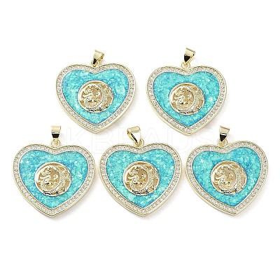 Rack Plating Brass Micro Pave Cubic Zirconia Pendants KK-C041-05A-G-1