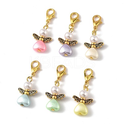 32Pcs Angel Imitation Pearl Acrylic with Alloy Pendant Decorations HJEW-FS00040-02-1