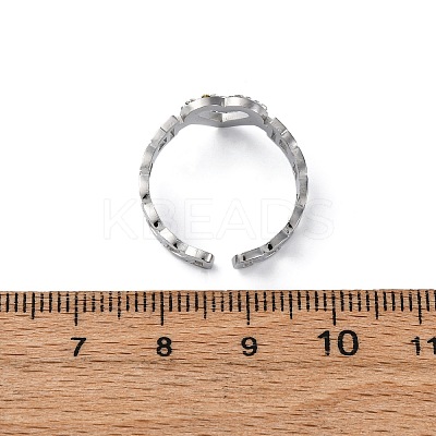 304 Stainless Steel with Rhinestone Adjustable Cuff Rings RJEW-Q020-16P-1
