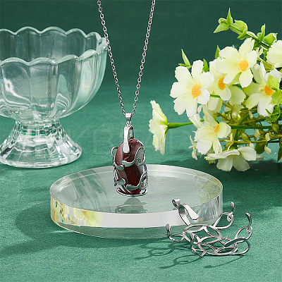 2Pcs 2 Styles Rhodium Plated 925 Sterling Silver 6 Claw Prongs Pendant Blank Coin Shape Cabochon Settings FIND-GO0001-71-1