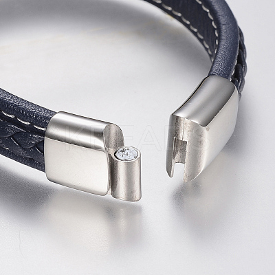 Braided Leather Cord Bracelets BJEW-H561-07E-1