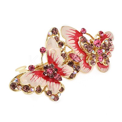 Alloy Rhinestone Enamel Hair Barrettes OHAR-B006-01G-02-1