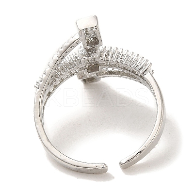 Brass Micro Pave Cubic Zirconia Rings for Women RJEW-E295-01P-1