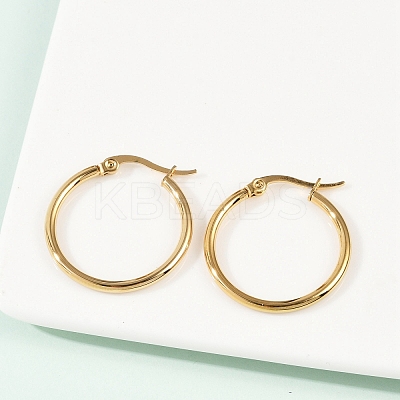 PVD Vacuum Plating 201 Stainless Steel Hoop Earrings with 304 Stainless Steel Pins for Women LS-EJEW-D279-12G-02-1